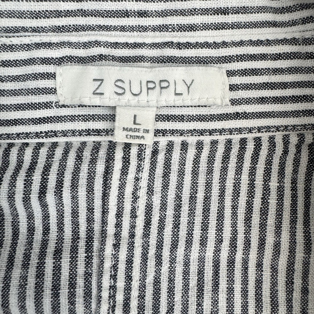 Z SUPPLY Oversized Striped Oversized Button Down Linen Blend Women L Casual Mom - Picture 6 of 8